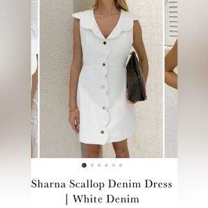 Sharna Scallop Denim Dress | White Denim